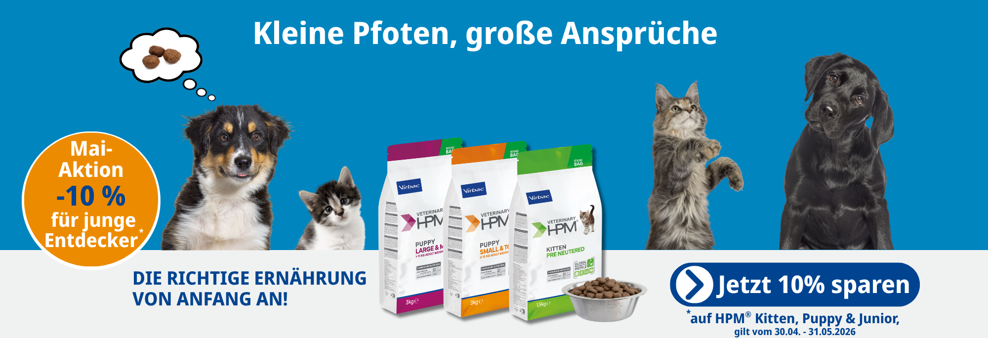 Aktuelles Angebot HPM Puppy, Kitten und Junior Hunde und Katzenfutter