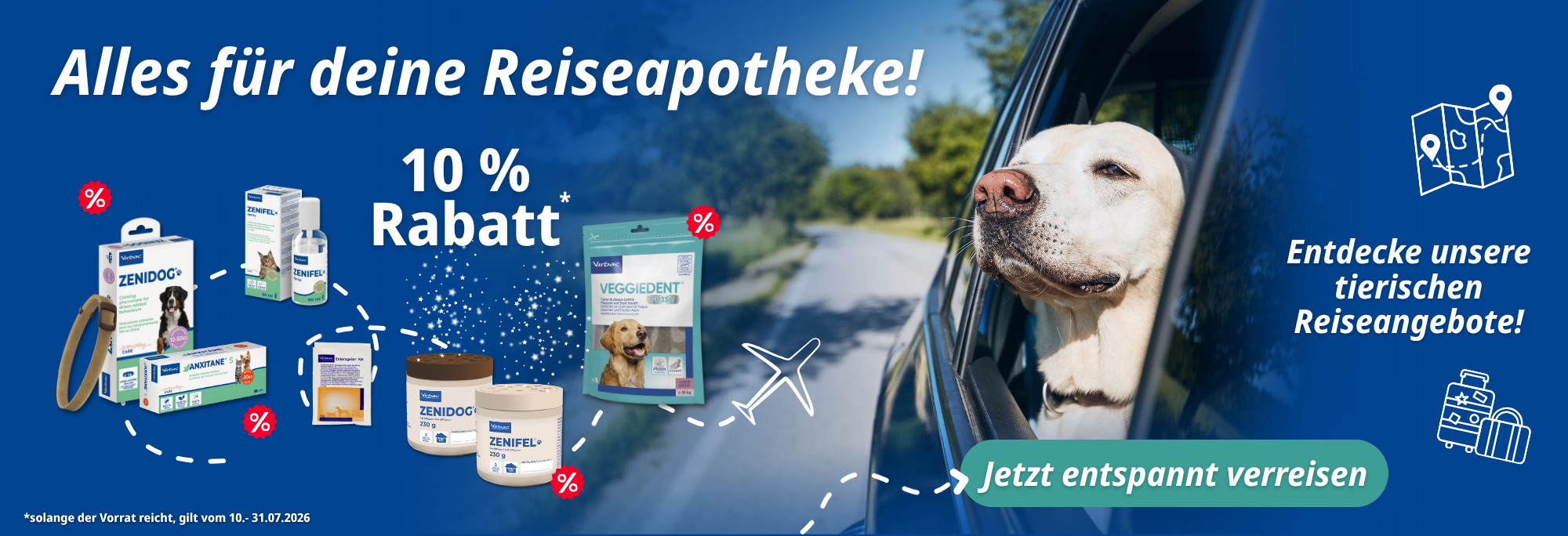 Monatsangebot im Juli - 10 % auf Produkte f�r die tierische Reiseapotheke