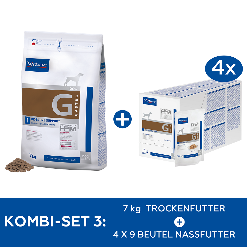 Set Dog Gastro Digestive Support + Nassfutter von Virbac